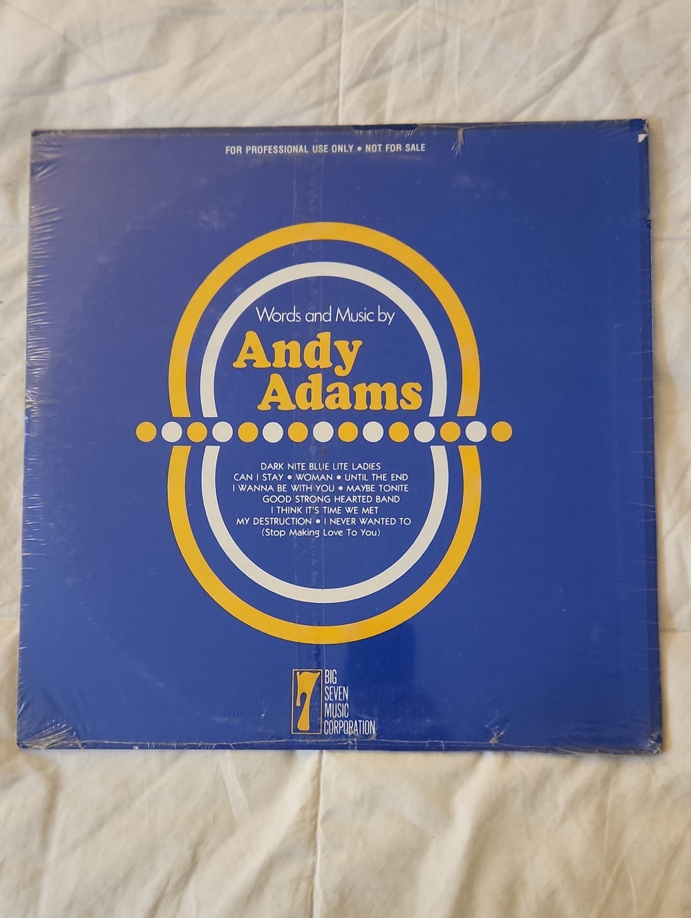 Andy Adams Vintage Blue Vinyl Record Album Cover -- SEALED RARE GEM